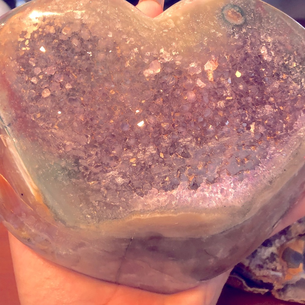 Rainbow Galaxy amethyst heart with agate banding